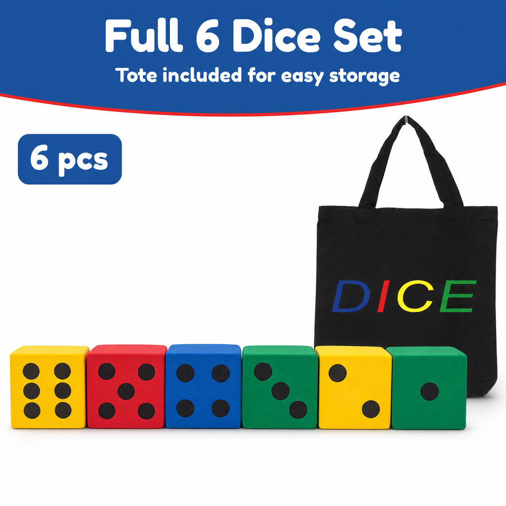 Jumbo foam dice set infographic