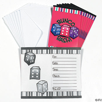 Bunco Invitations - 8 Cards with Envelopes