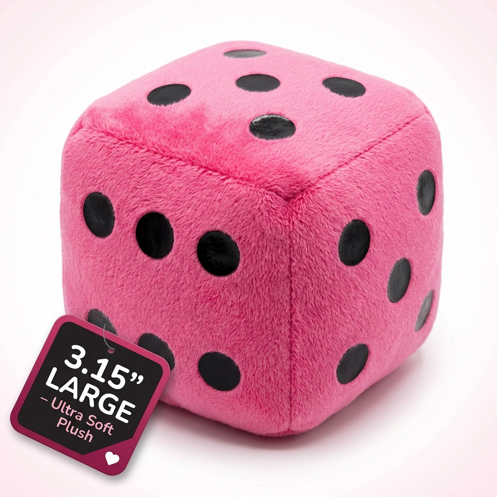 Pink plush 3.15 inch fuzzy Bunco traveling die