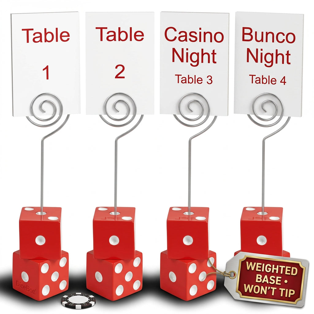 Bunco dice table number holders set of 4 red acrylic