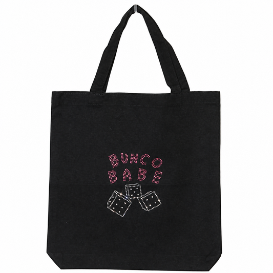 Large crystal Bunco tote bag with rhinestone lettering - hero shot