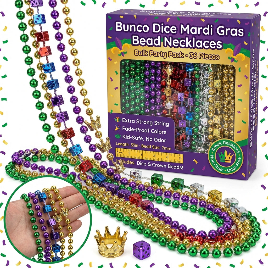 Dice bead necklaces detail