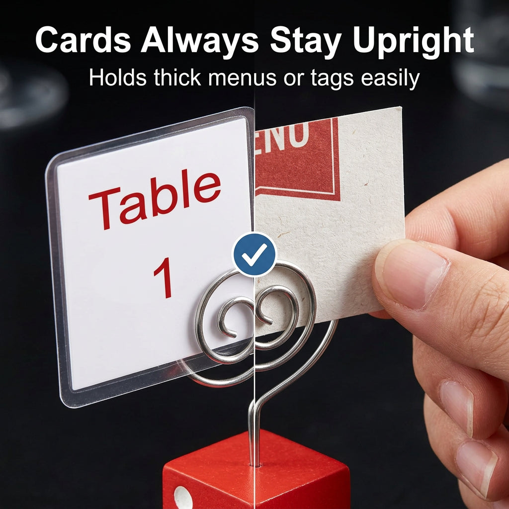 Red acrylic dice table number holders on party table