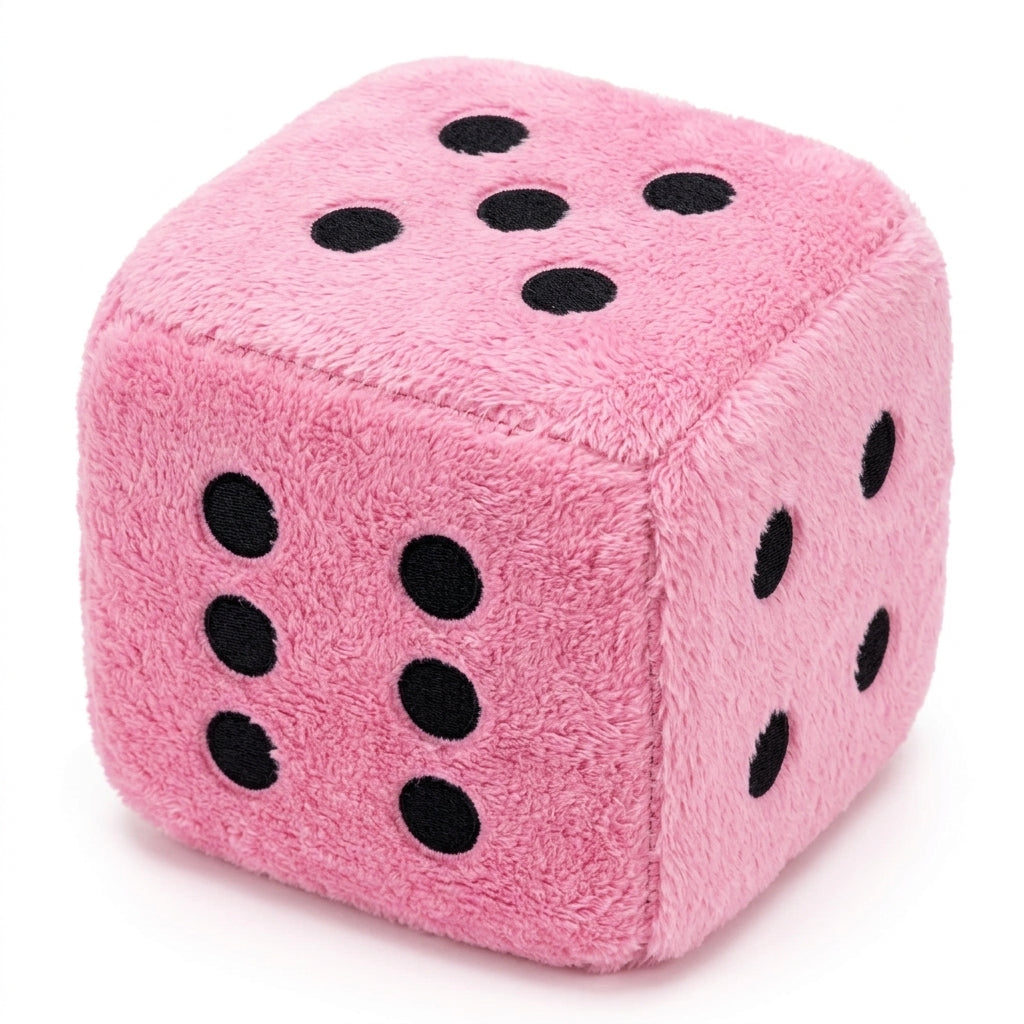 Soft pale pink plush dice 3.15 inch — Twilight Bunco party supplies