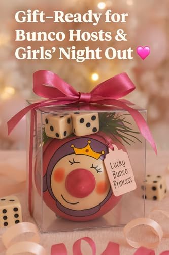 Bunco Snow Princess ornament in a clear gift box with Lucky Bunco Princess tag