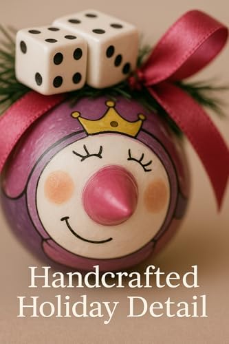 Bunco Snow Princess ornament close-up showing handcrafted painted detail and white dice