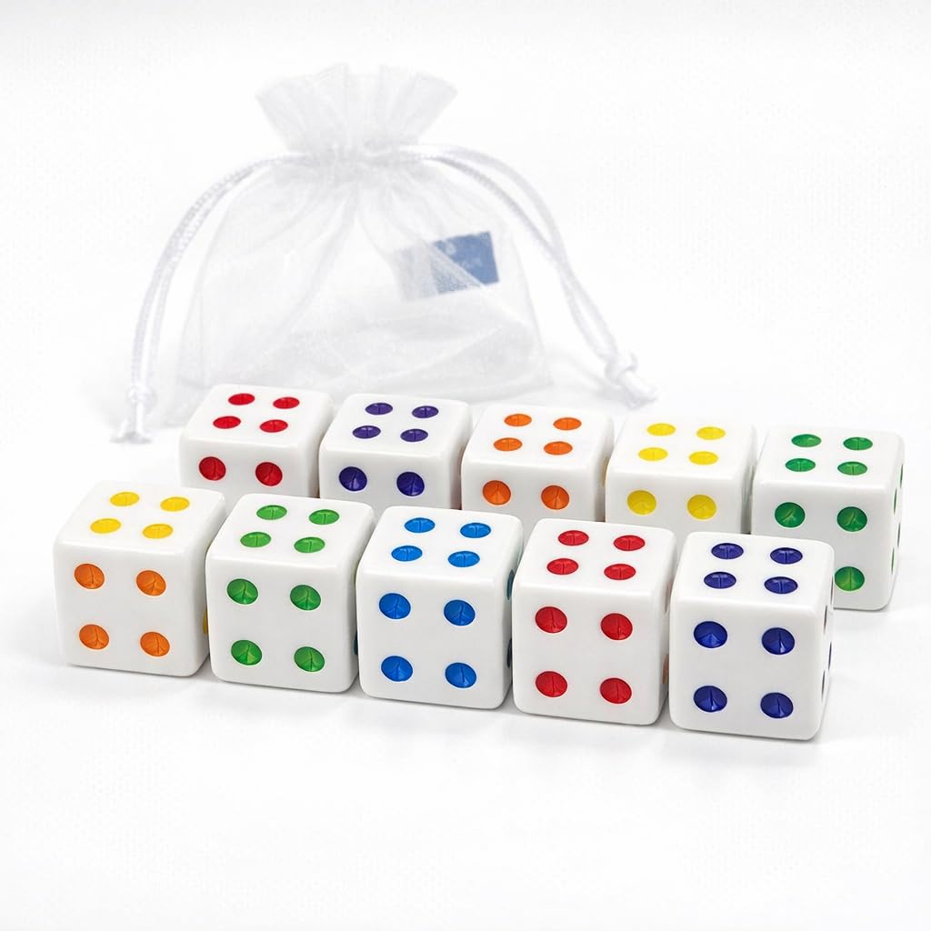 Multi-color square dice with organza storage bag