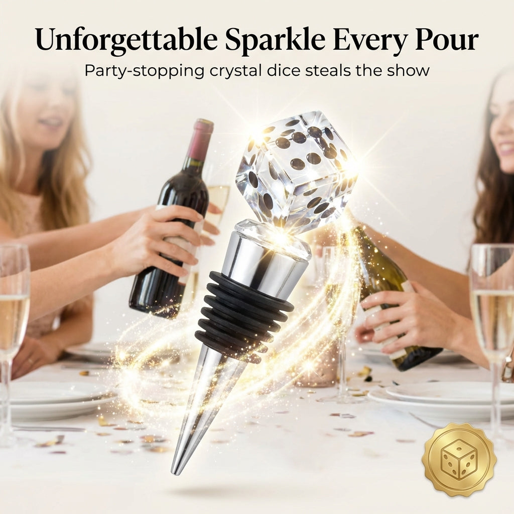 Crystal dice wine stopper feature highlights