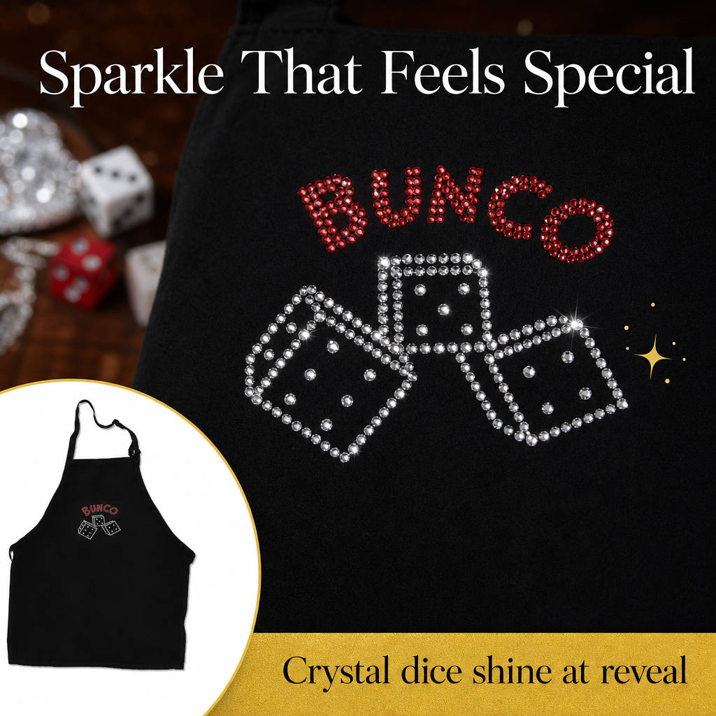 Bunco crystal apron details infographic