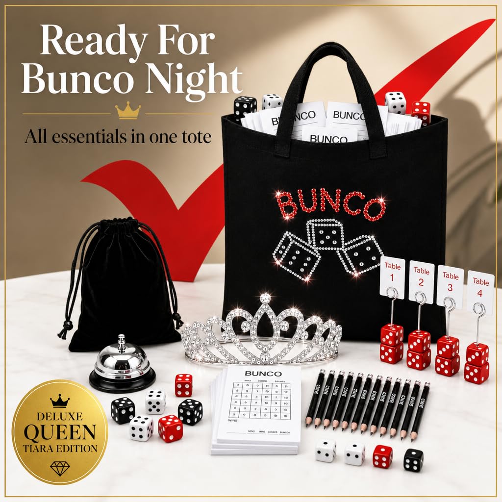 Bunco Queen Deluxe Kit contents laid out