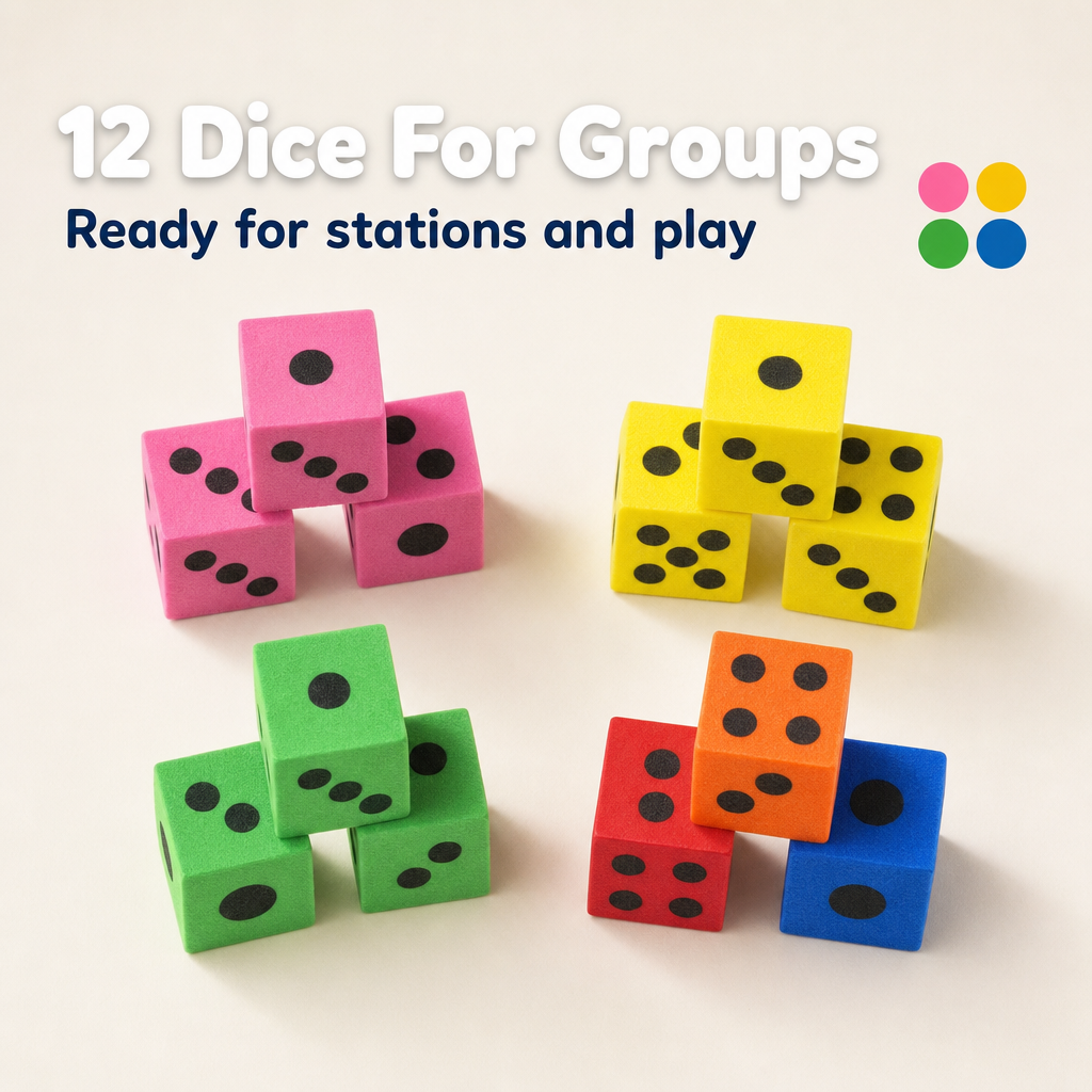 Foam dice features infographic