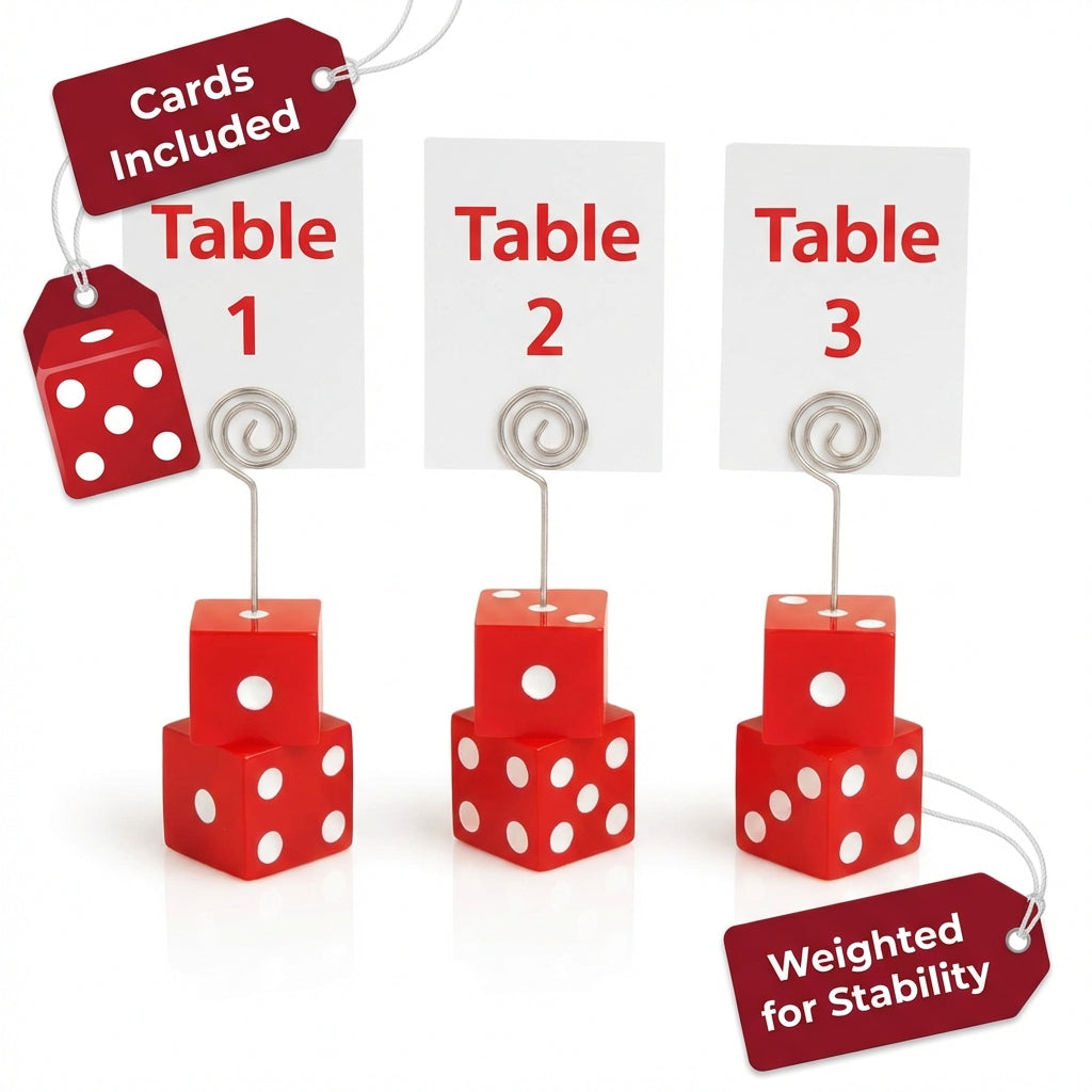 Bunco dice table number stands set of 3 glossy red acrylic
