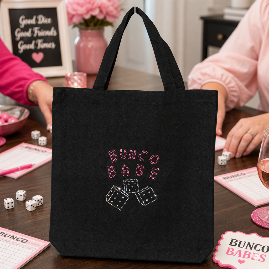 Bunco tote bag lifestyle - carrying game supplies