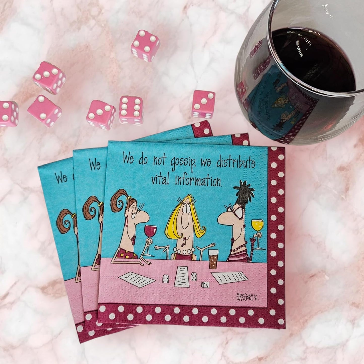 Bunco Gossip Napkins & Black Plates - 38 Piece Set
