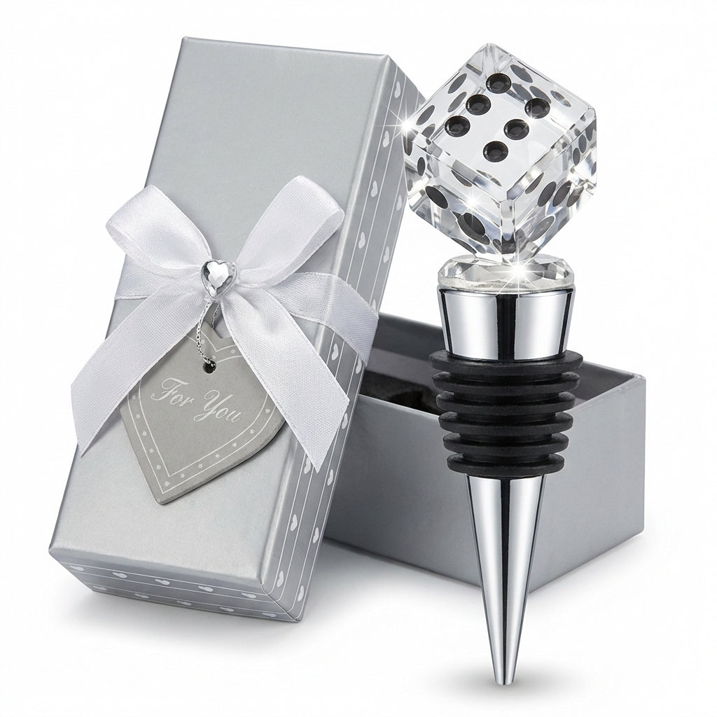 Crystal dice wine stopper in gift box