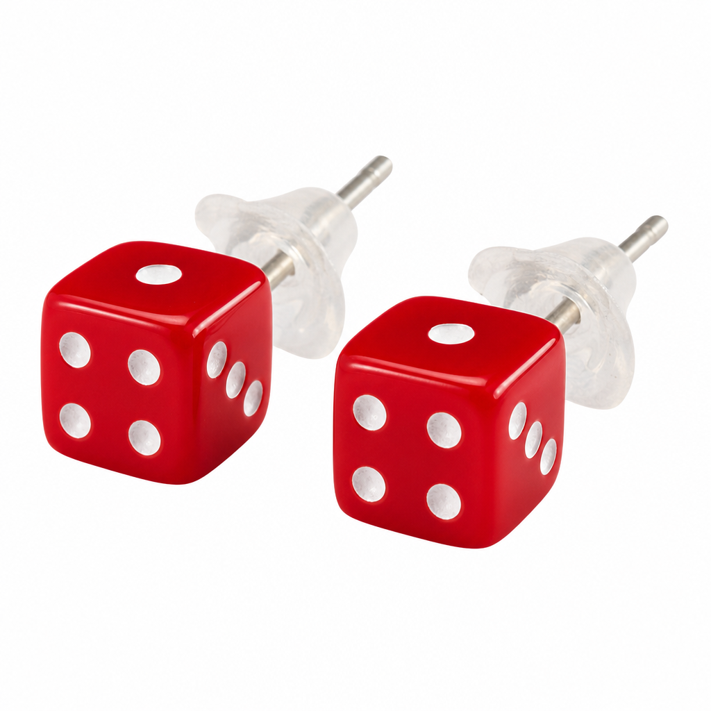 Dice earrings close-up detail