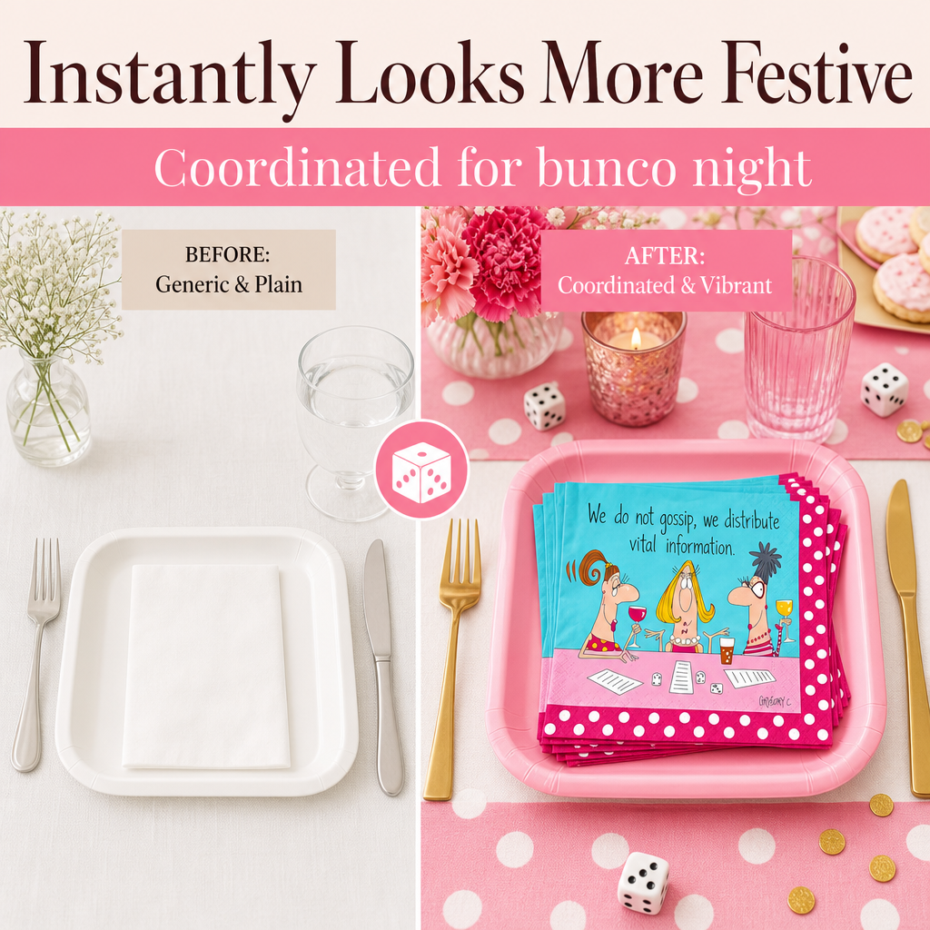 Pink bunco party snack table