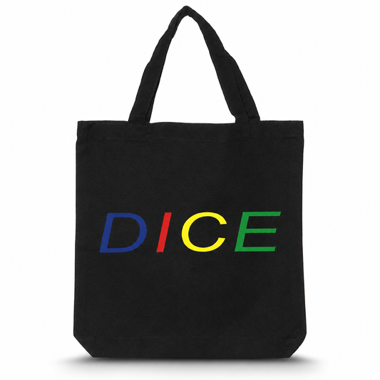 Black canvas DICE tote bag - hero