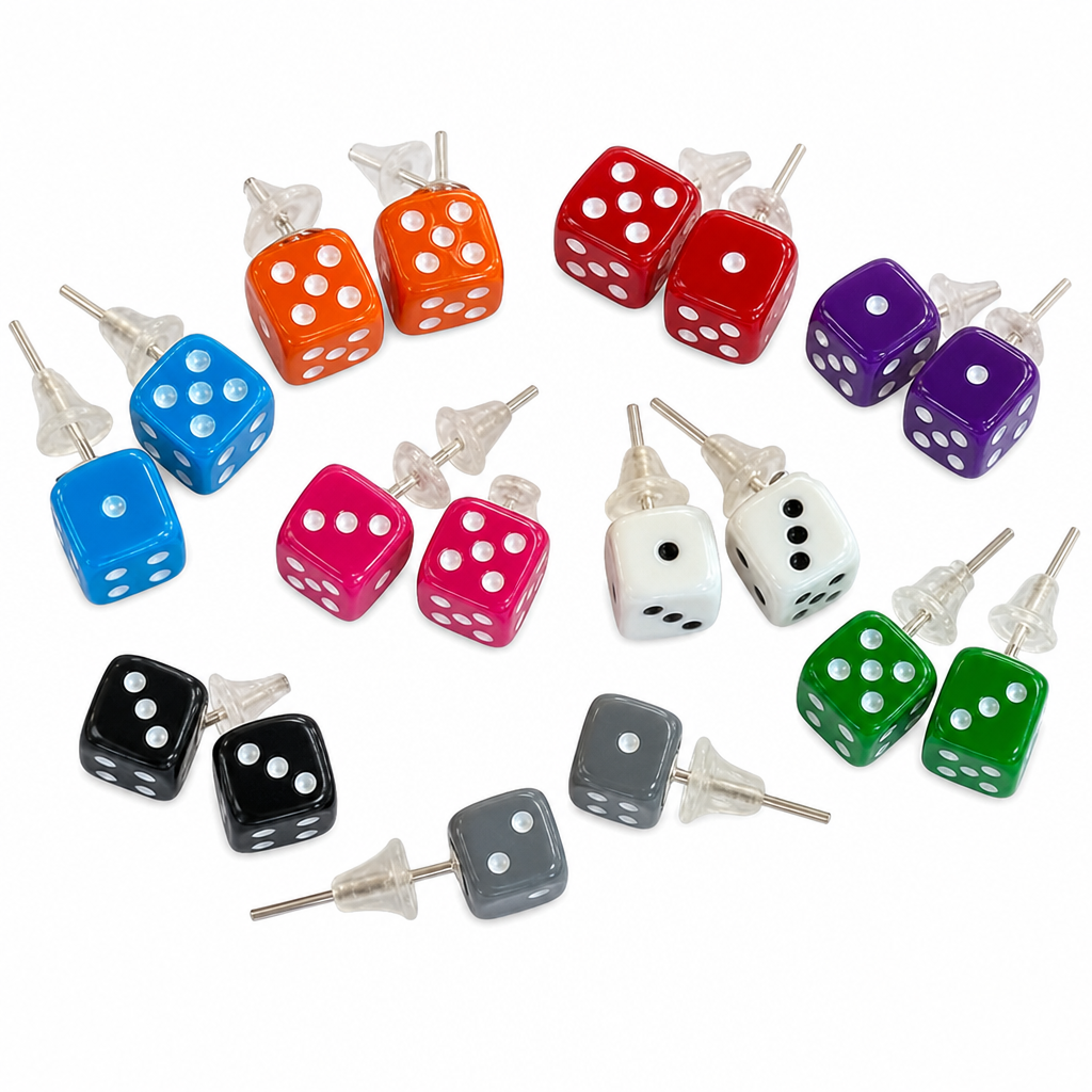 Dice earrings color assortment