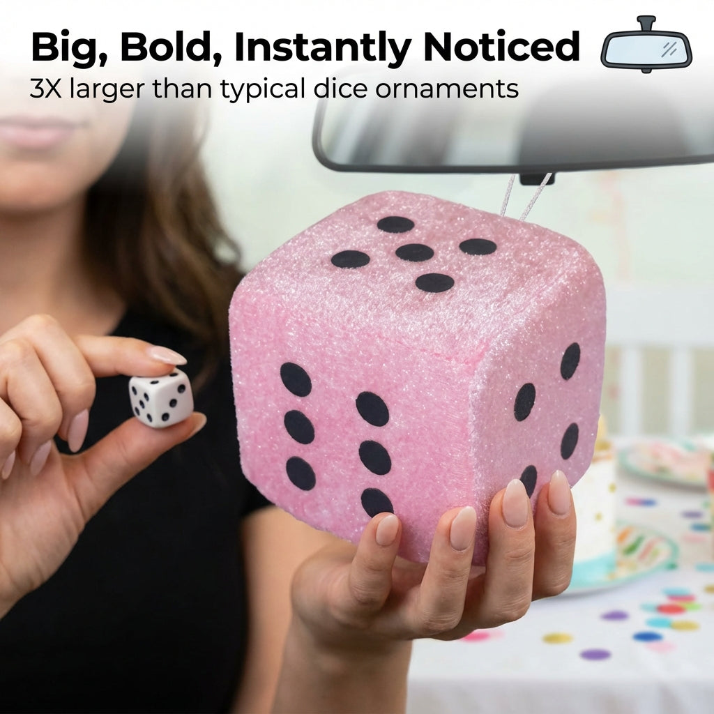 Pink plush die on the bunco table - lifestyle