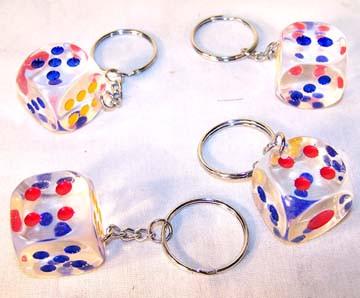 Clear Dice Keychains 22mm - 12 Pack