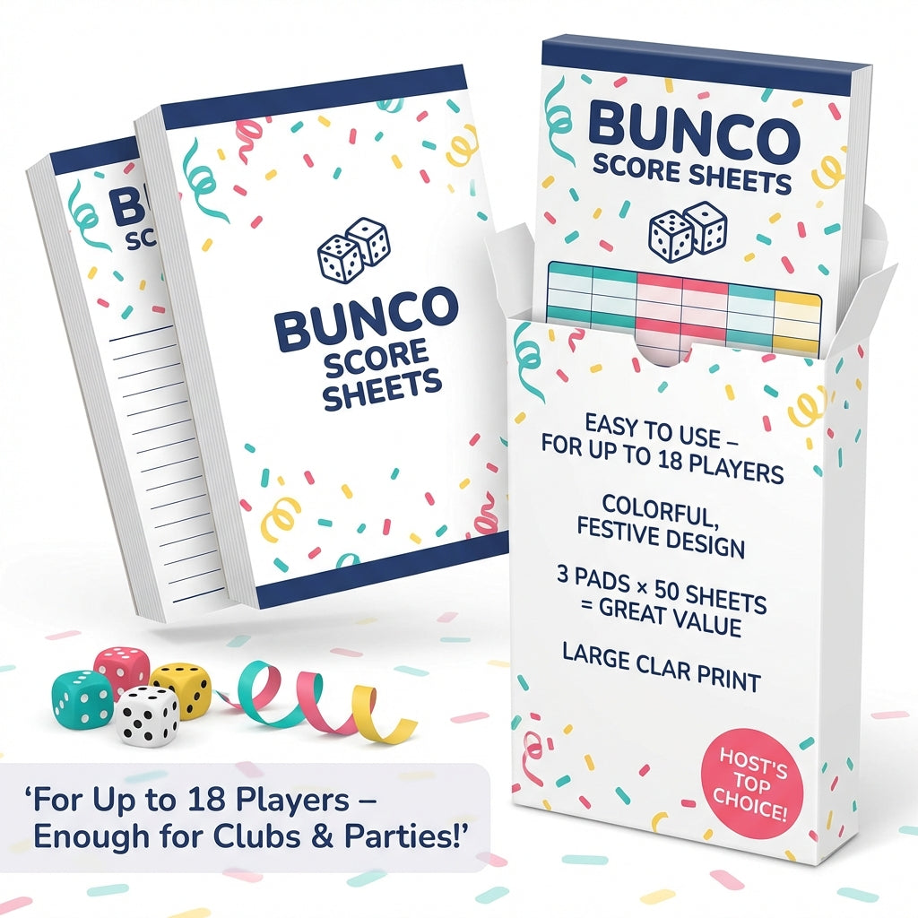 Colorful Roll Bunco score pads detail