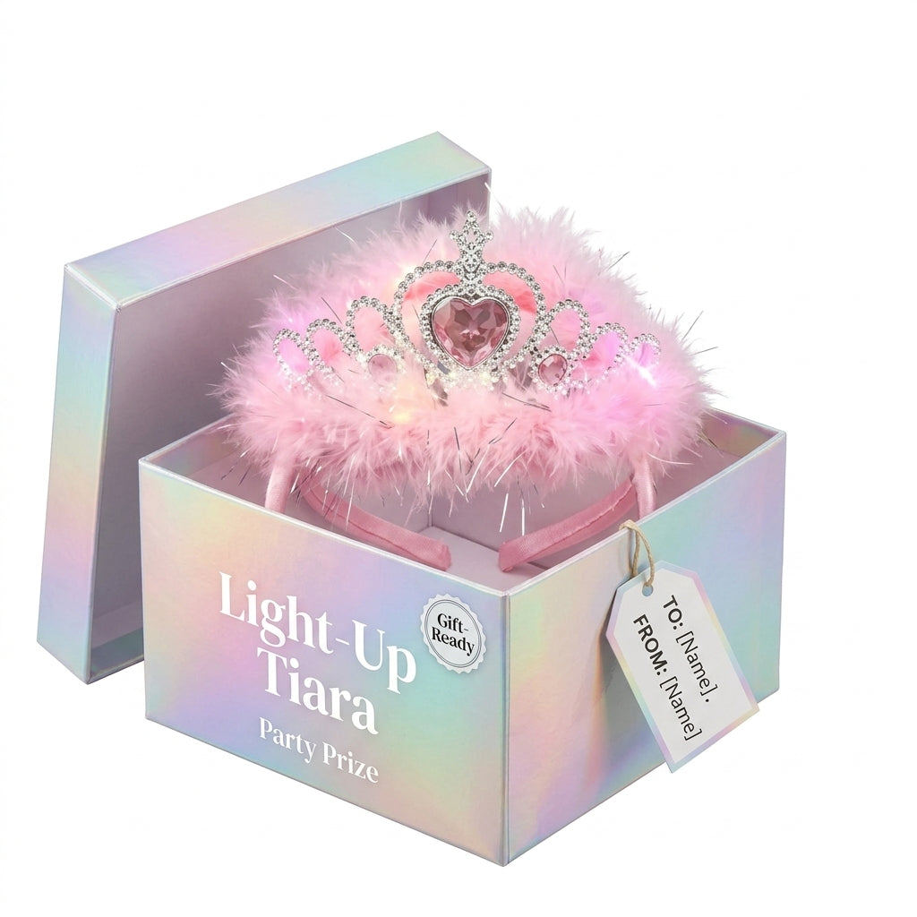 Pink feather light-up tiara detail