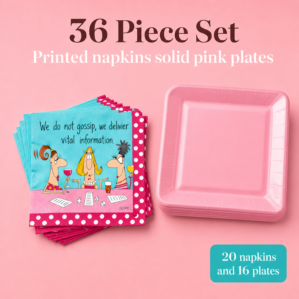 Pink plate napkin set feature highlights