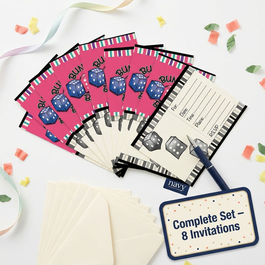 Bunco Bash invitations 8 cards with envelopes
