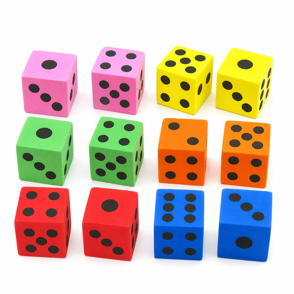 Foam dice close-up