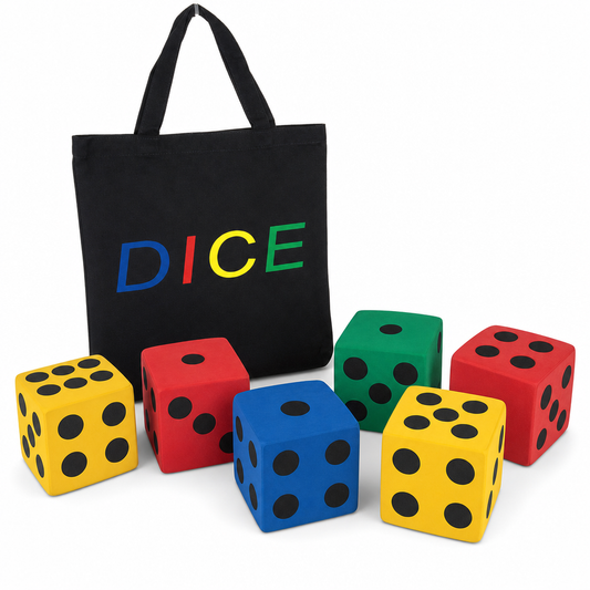 Jumbo foam dice and DICE tote 6 piece set - hero