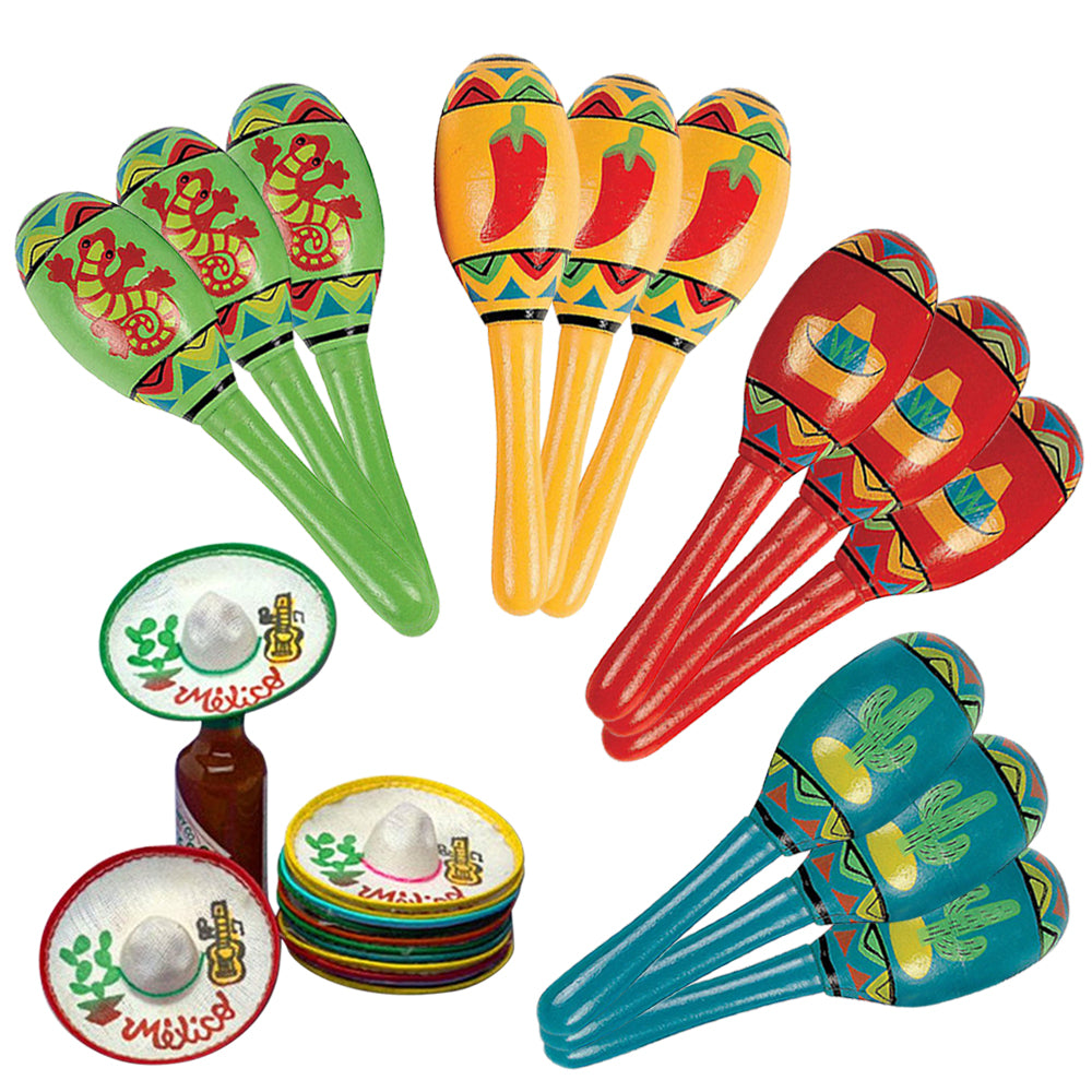 Fiesta Table Decorations - 12 Sombreros 12 Maracas