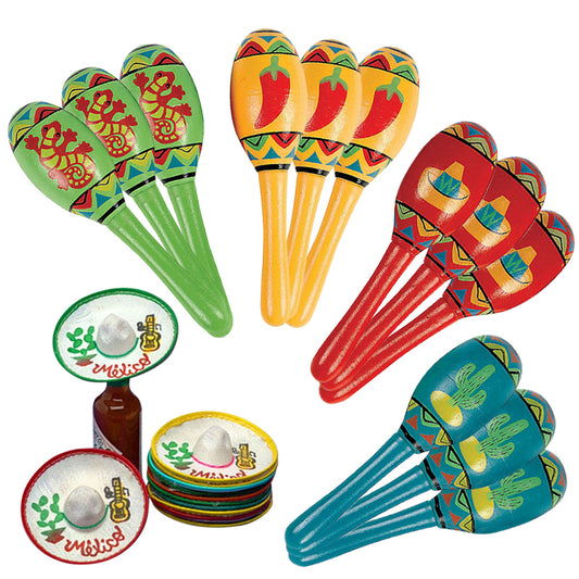 Fiesta Table Decorations - 12 Sombreros 12 Maracas