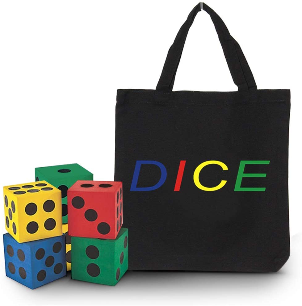 Jumbo Foam Dice & Tote Bag - 6 Piece Set