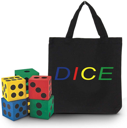 Jumbo Foam Dice & Tote Bag - 6 Piece Set