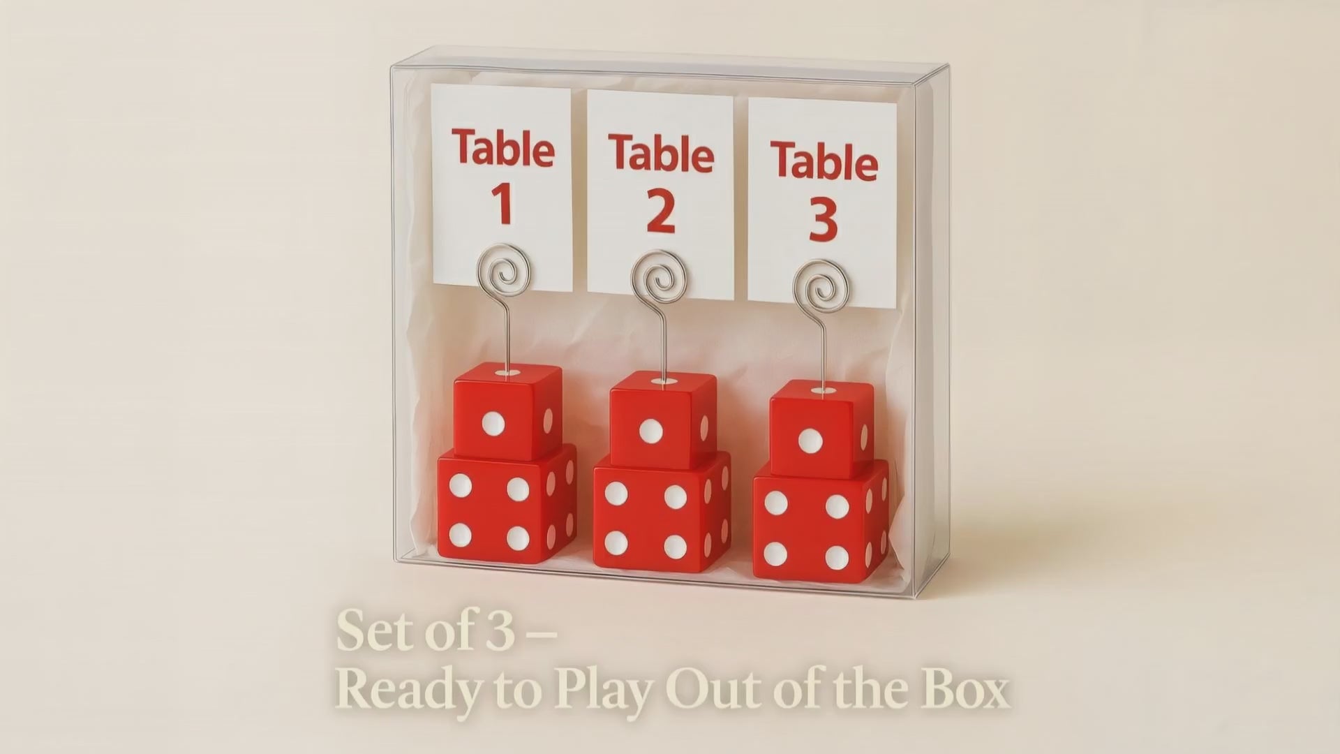 Bunco dice table-number holders set of 3 product video