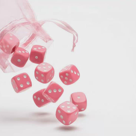 16mm Bunco dice in organza gift bag — girls' night essential