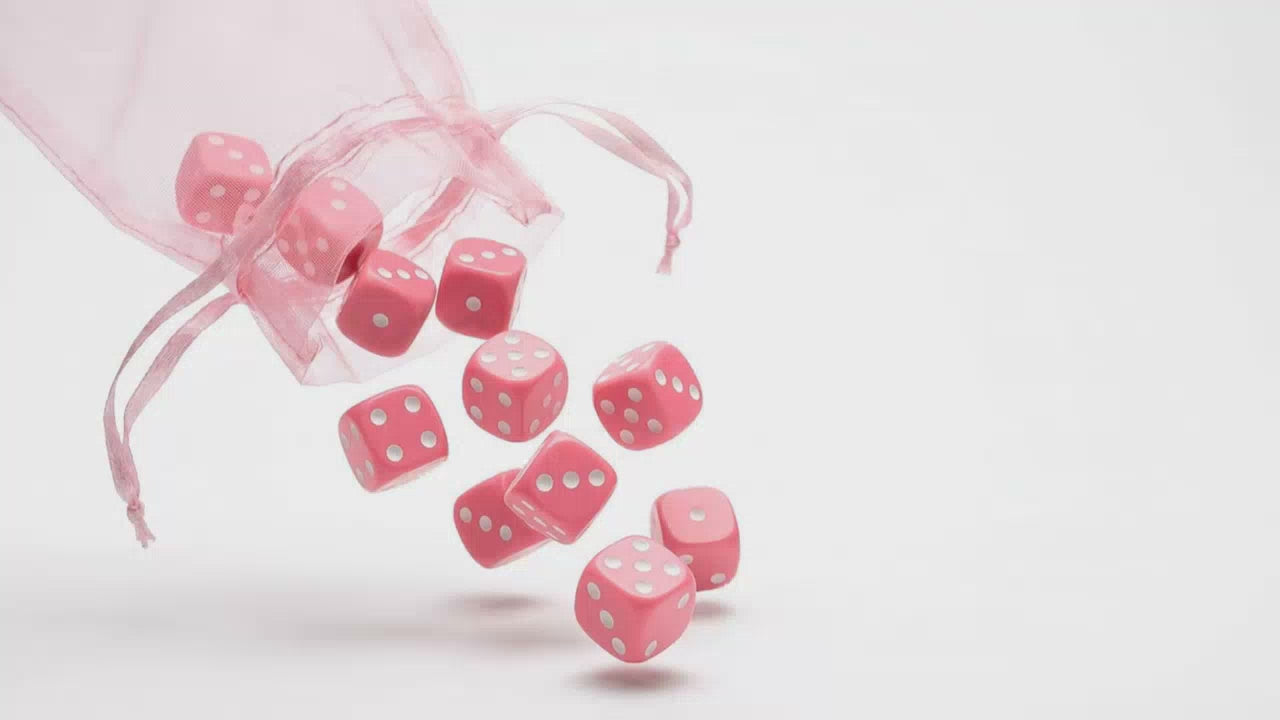 16mm Bunco dice in organza gift bag — girls' night essential