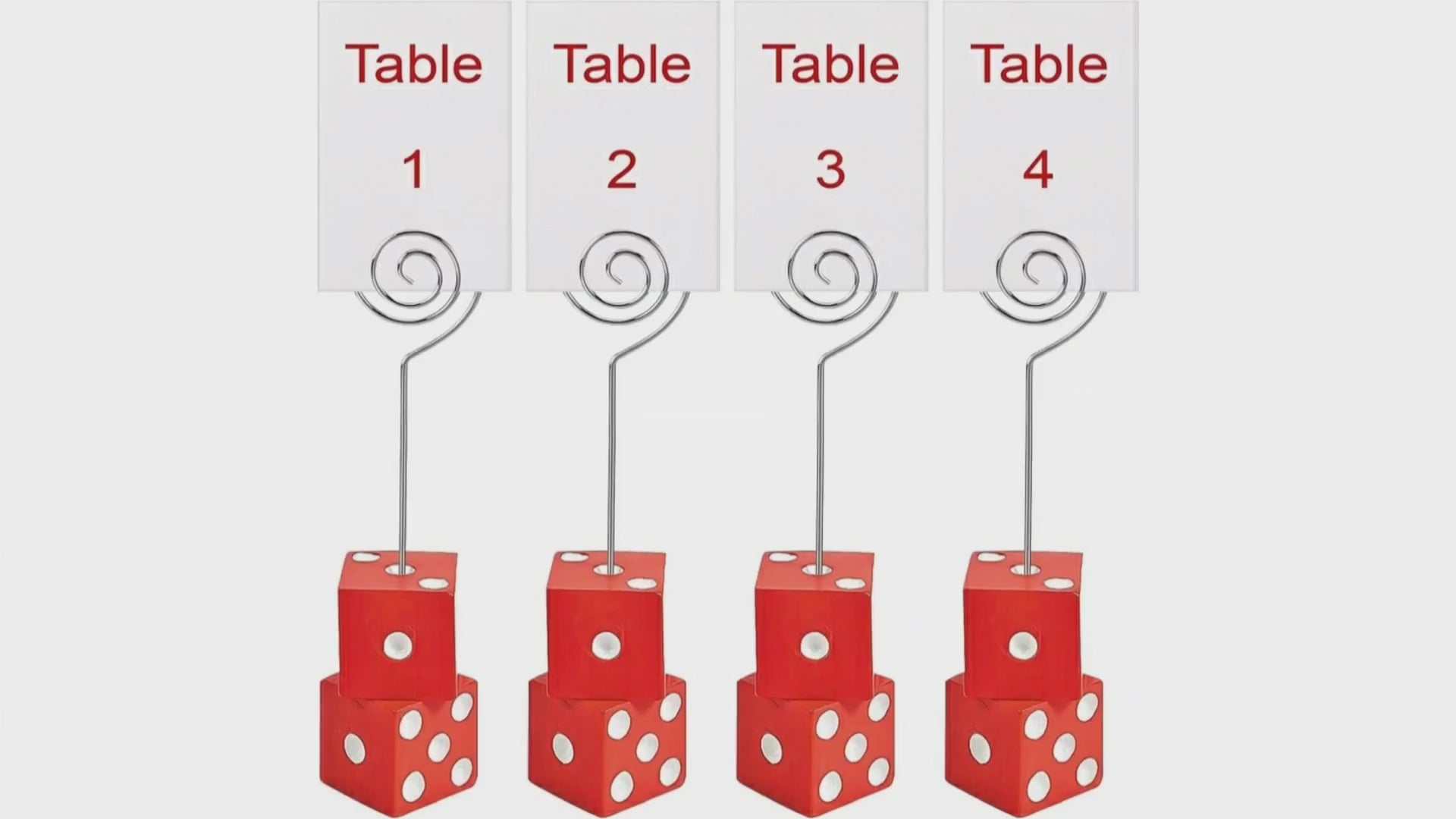 Bunco red acrylic dice table number holders set of 4 - product video