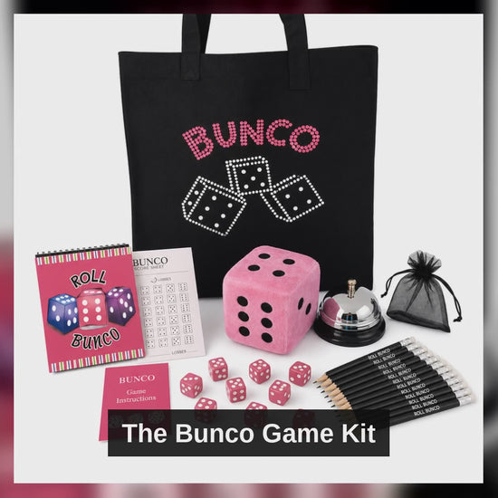Bunco Game Kit with crystal tote - complete set for 12 players product video