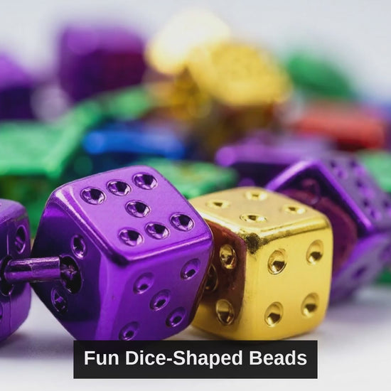 Mardi Gras dice bead necklaces 12-pack - product video