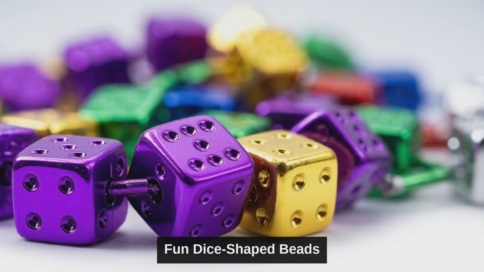 Mardi Gras dice bead necklaces 12-pack - product video