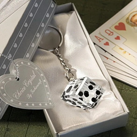 Crystal Dice Keychain - Gift Boxed Wedding Favor